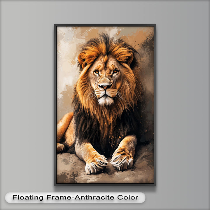 Lion Portrait in Warm Tones - Animal Oil Painting