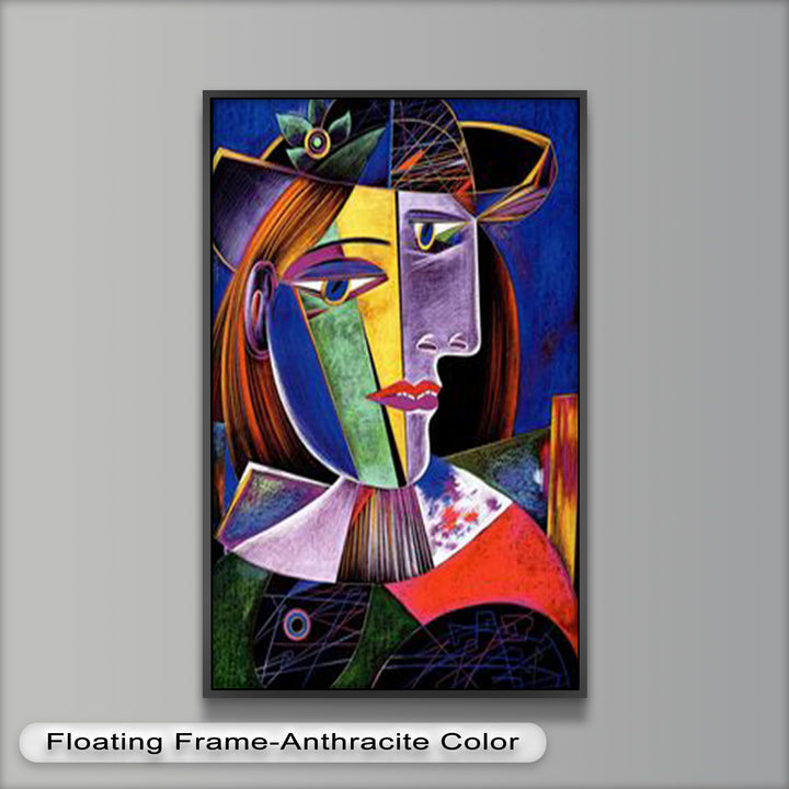 Vibrant Woman with a Flower Hat – Picasso Oil Painting