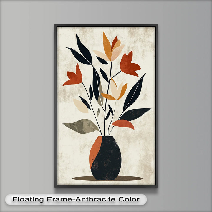 Earthy Boho Floral – Modern Abstract Vase Oil Painting - MyPhotoStation