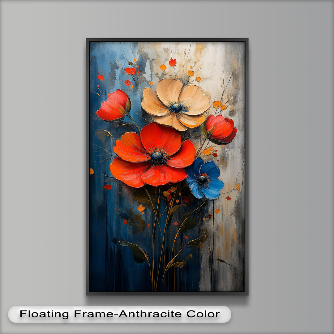 Colorburst Petals – Bold Poppy Bouquet Flower Oil Painting