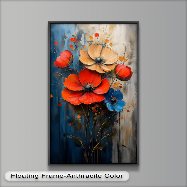 Colorburst Petals – Bold Poppy Bouquet Flower Oil Painting