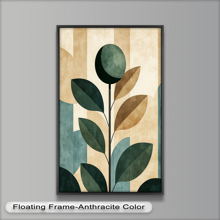 Geometric Botanical – Mid-Century Modern Leaf Oil Painting