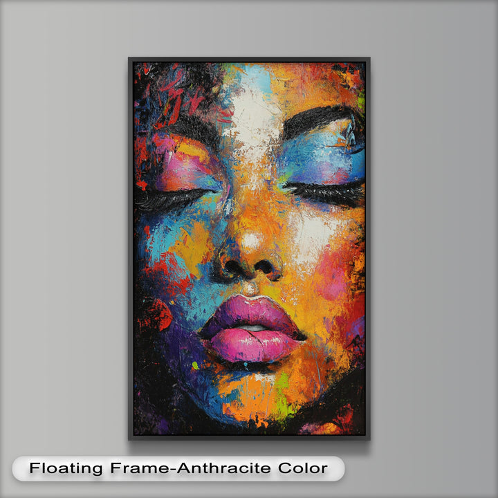 Chromatic Reverie – Bold Female Portrait in Abstract Oil Painting