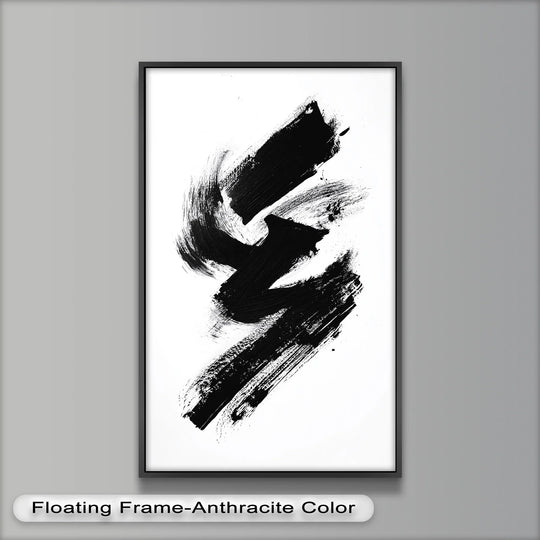 Intense is the mood of this black brushstroke abstract oil painting, a dramatic oil painting decoration with bold contrast and expressive strokes.