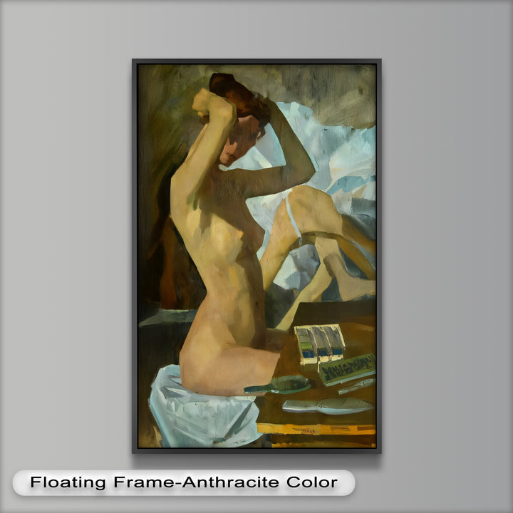 Muted Reverie – Figurative Nude Oil Painting in Earth Tones
