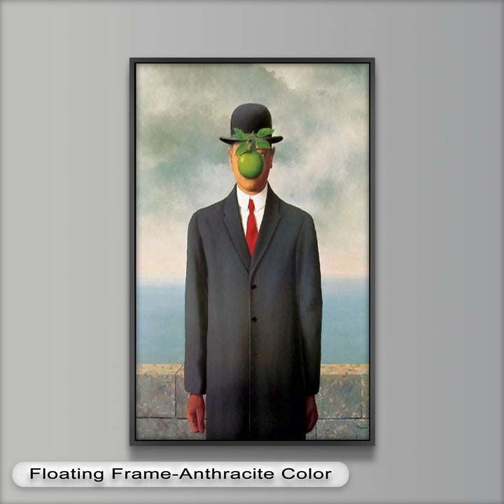 The Hidden Face – Surrealist Gentleman with Green Apple Oil Painting