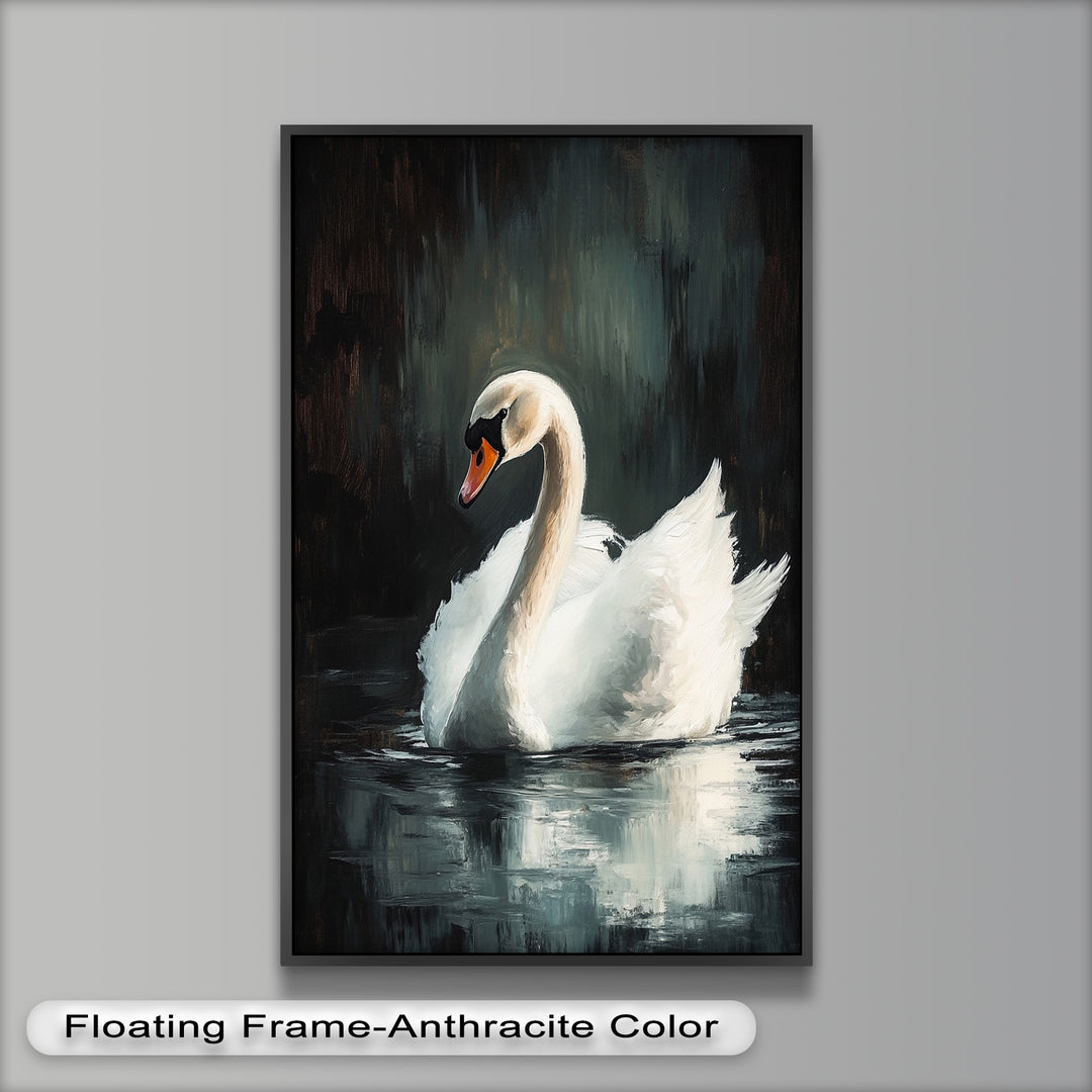 Solitary Grace – White Swan Oil Painting