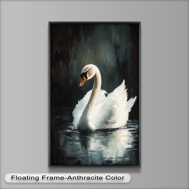 Solitary Grace – White Swan Oil Painting