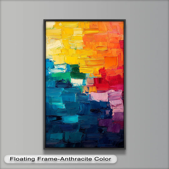 Chromatic Collision – Bold Rainbow Abstract Oil Painting - MyPhotoStation