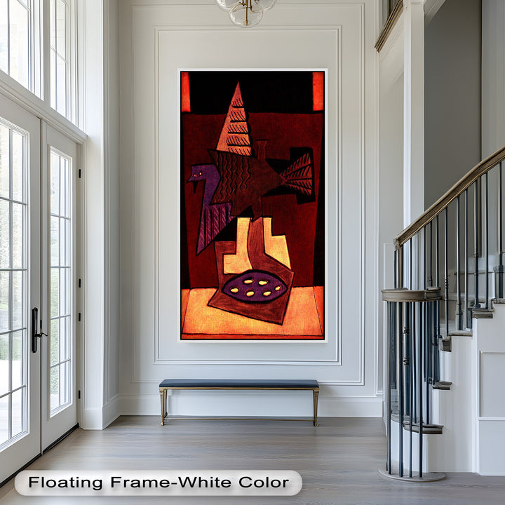Abstract Bird & Bowl Wall Art – Cubist Oil Painting