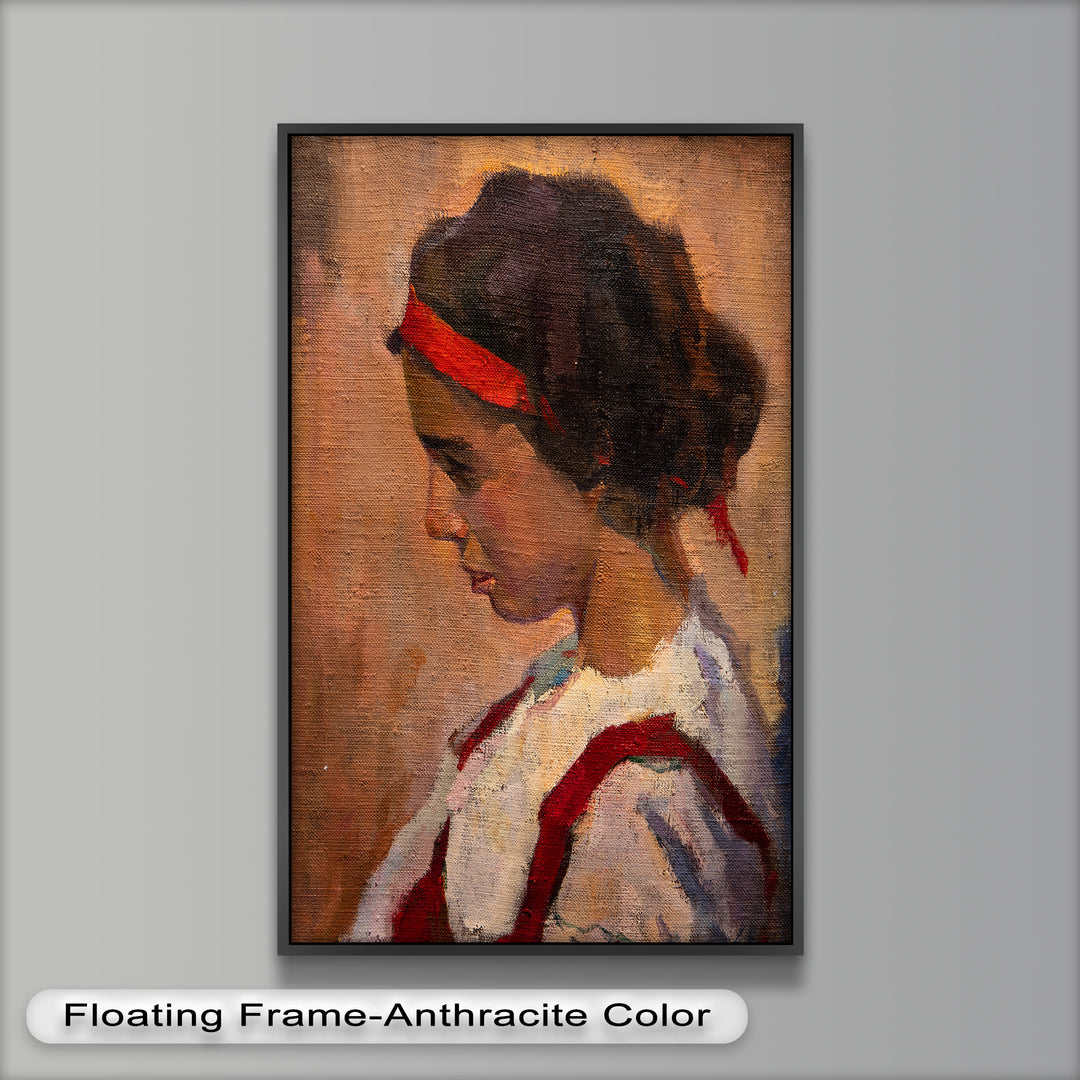 Side Portrait of a Young Woman in Red Ribbon - Picasso Oil Painting