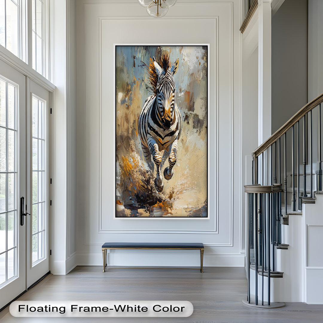 Galoppierendes Zebra in Bewegung - Tierölgemälde