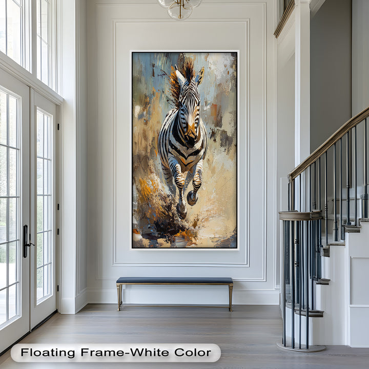 Galoppierendes Zebra in Bewegung - Tierölgemälde