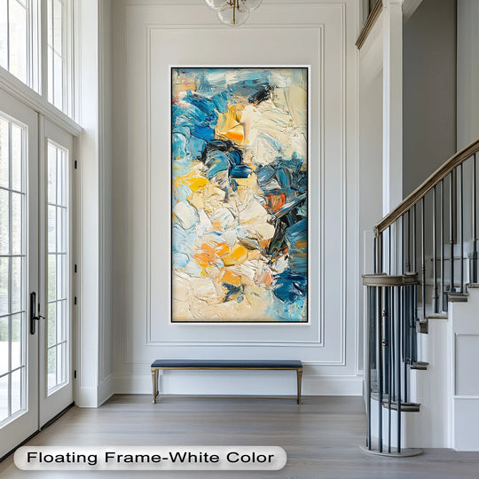 Swirling with rich texture, the organic forms of the Sunlit Currents abstract oil painting suggest a vibrant, handmade addition to oil painting art prints.