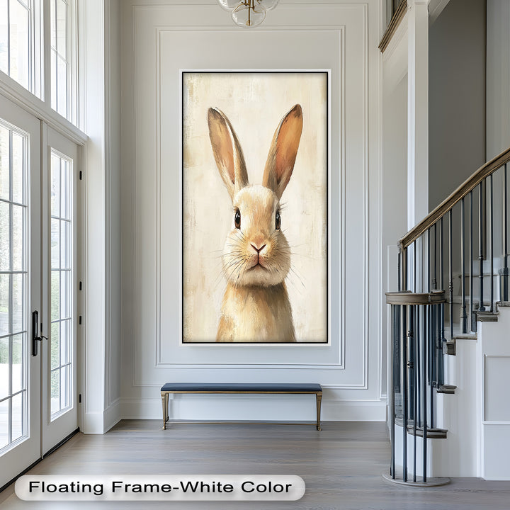 Soft-Gazed Bunny in Cream Hues - Animal Oil Painting