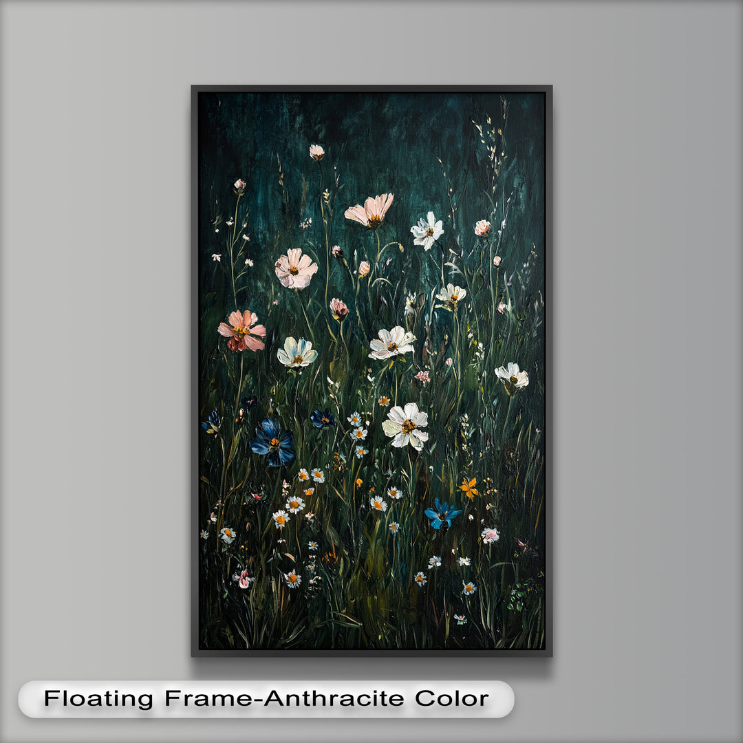 Wildblumen in der Abenddämmerung - Hudson River Ölgemälde