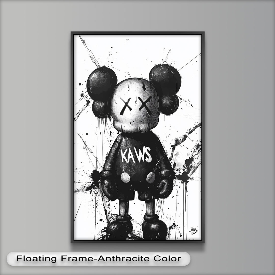 Black & White Figure – KAWS Graffiti Oil Painting