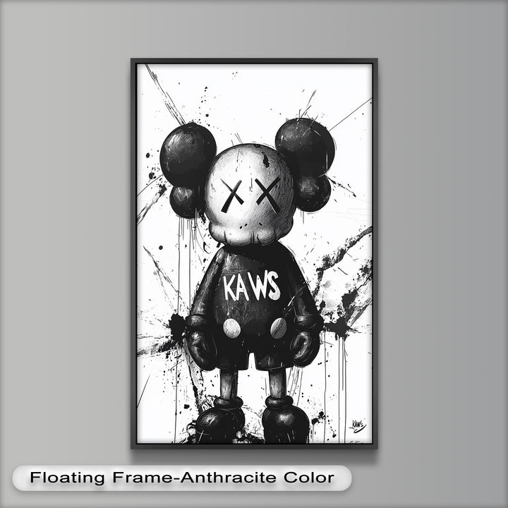 Black & White Figure – KAWS Graffiti Oil Painting