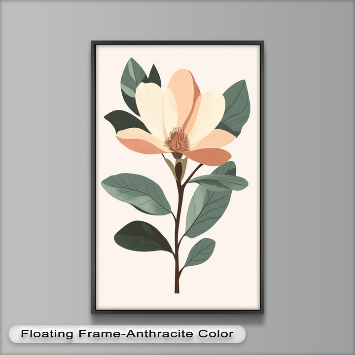 Minimal Magnolia – Elegantes botanisches Ölgemälde