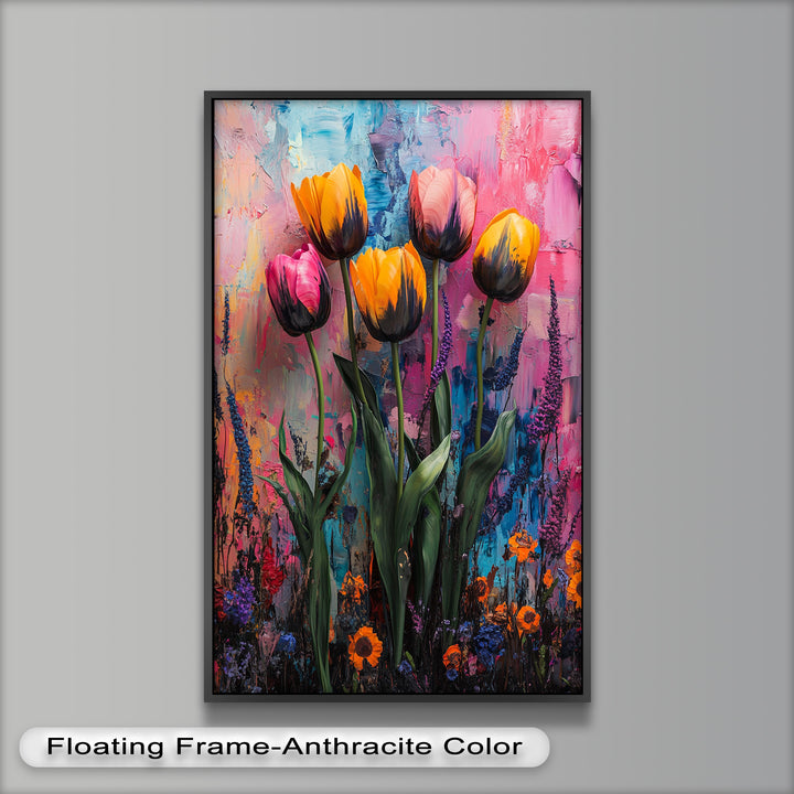 Colorful Tulip Garden - Flower Oil Painting