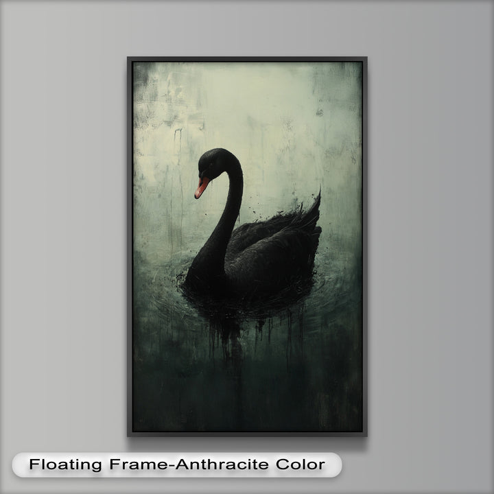 Solitary Grace – Moody Black Swan Oil Painting