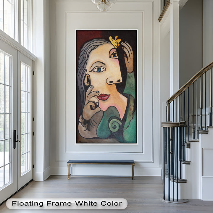 Quiet Bloom – Woman with Yellow Flower Picasso Oil Painting