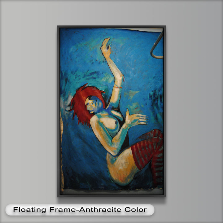 Descent in Blue – Expressionist Female Nude Picasso Oil Painting