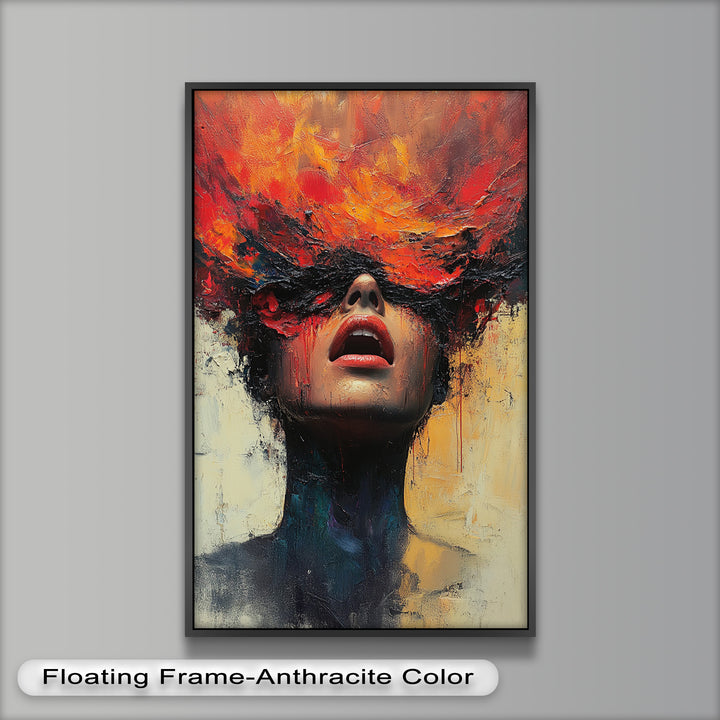 Inferno Within – Fiery Emotional Expression Abstract Oil Painting