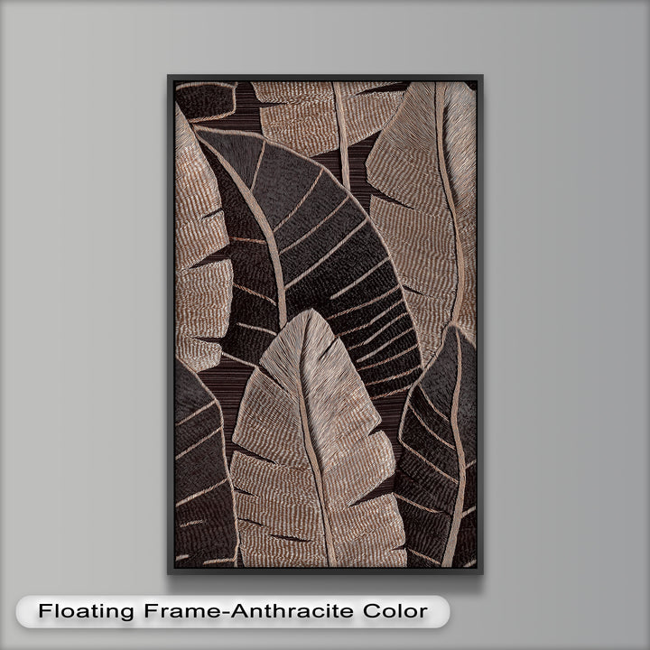 Tactile Tropics – Brown Leaf Composition Flower Oil Painting