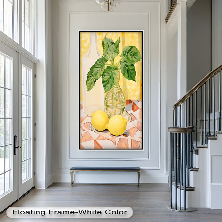 Lemon & Leaf Kitchen Art – Framed Oil Painting