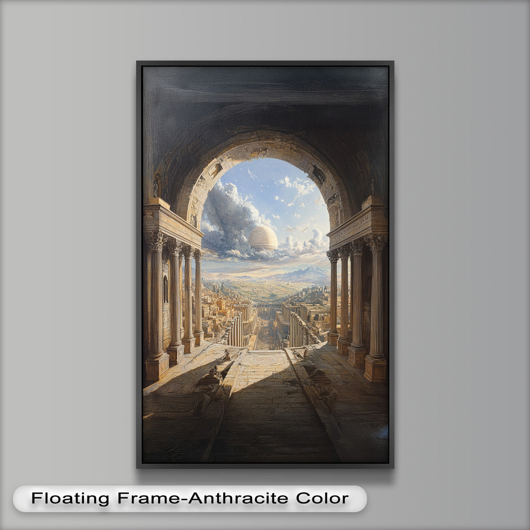 Celestial Archway over an Ancient Metropolis – Renaissance Oil Painting