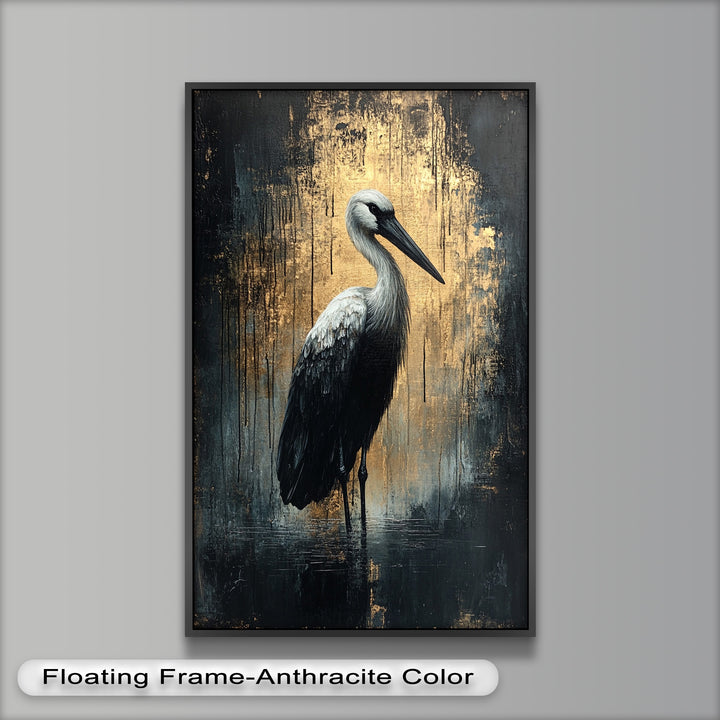 Golden Shadow Heron – Animal Oil Painting