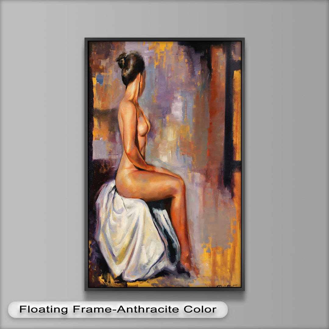 Poised in Silence – Figurative Nude Abstract Oil Painting