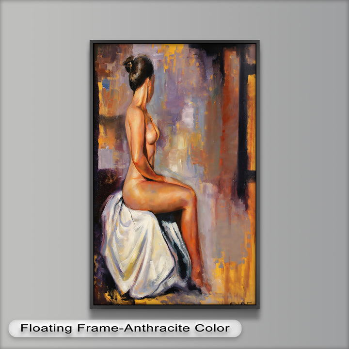 Poised in Silence – Figurative Nude Abstract Oil Painting