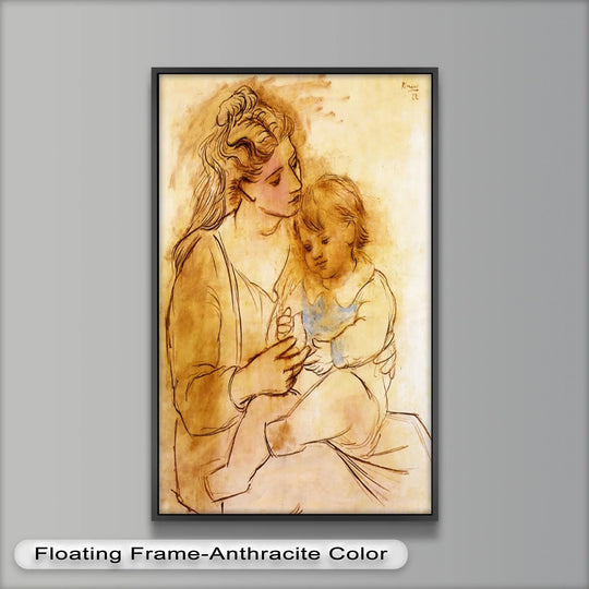 Capturing the realistic detail, this tender 'Tender Affection – Mother and Child Picasso Oil Painting' evokes emotion through oil painting home decor with subtle brushstrokes.