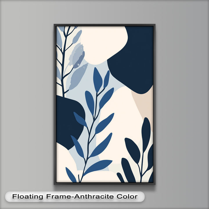 Indigo Serenity – Minimalist Botanical Oil Painting
