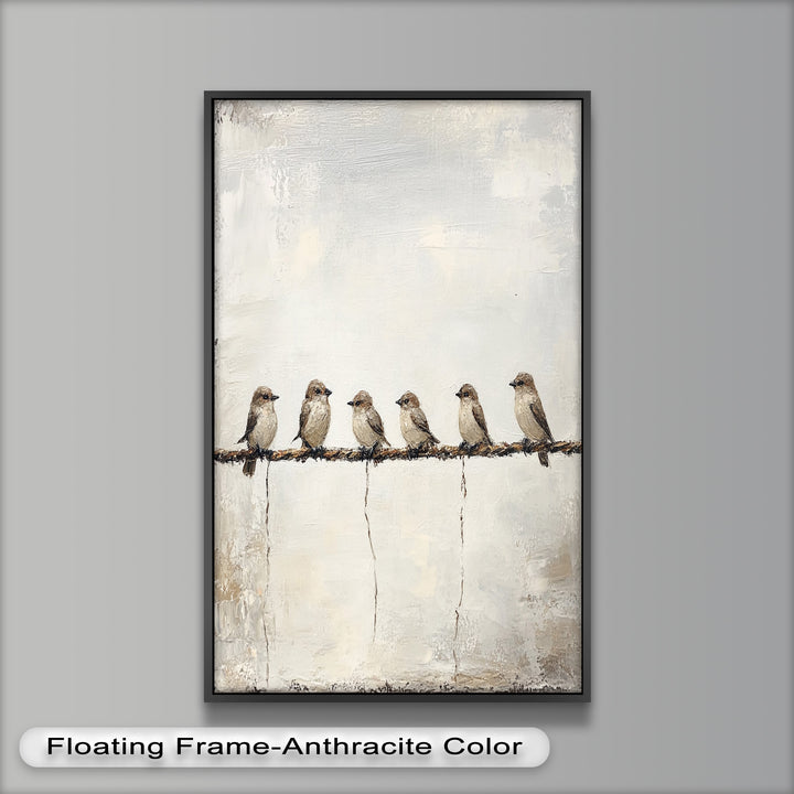 Six Birds in Stillness – Animal Oil Painting