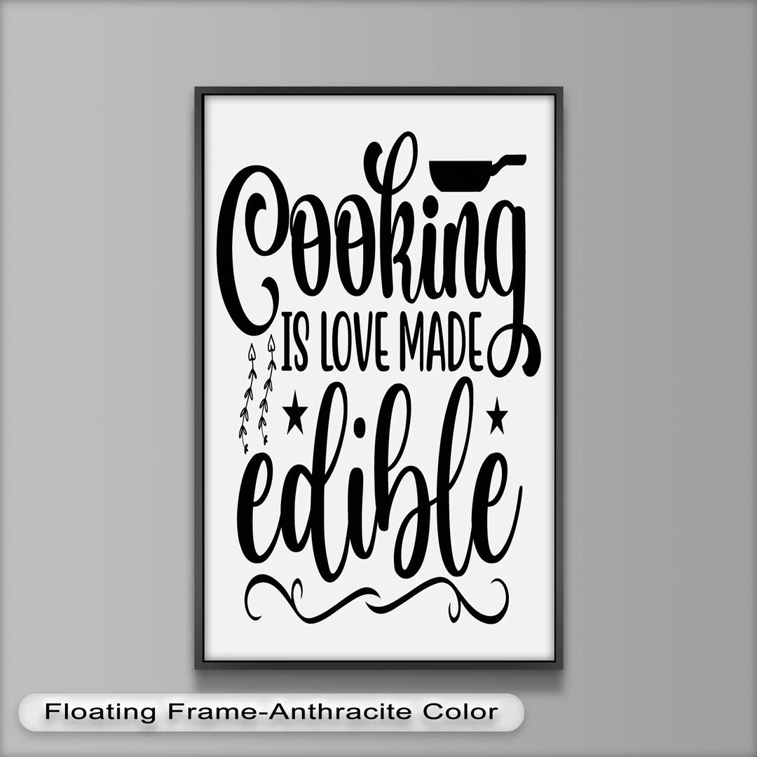 Typography Style Oil Painting – “Cooking Is Love Made Edible” Wall Decor for Chefs
