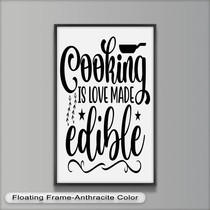Typography Style Oil Painting – “Cooking Is Love Made Edible” Wall Decor for Chefs
