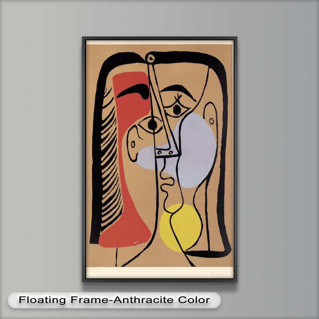 Fragmented Gaze – Minimalist Cubist Portrait Picasso Oil Painting