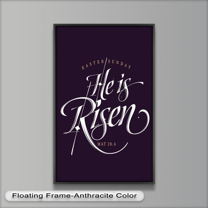 Biblical Calligraphy Oil Painting – “He Is Risen” Scripture Art (Matt 28:6)
