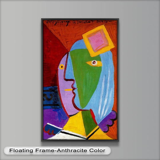 The loudest element in this vibrant duality, Picasso-inspired abstract oil painting presents an eye-catching oil painting art piece with its bold shapes and colors.
