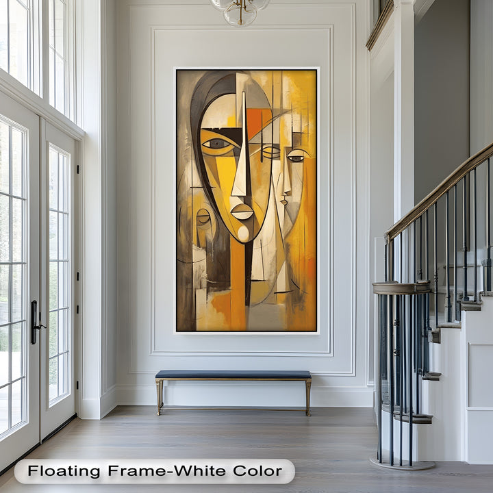 Golden Echoes – Cubist Expression of Faces in Motion Picasso Oil Painting