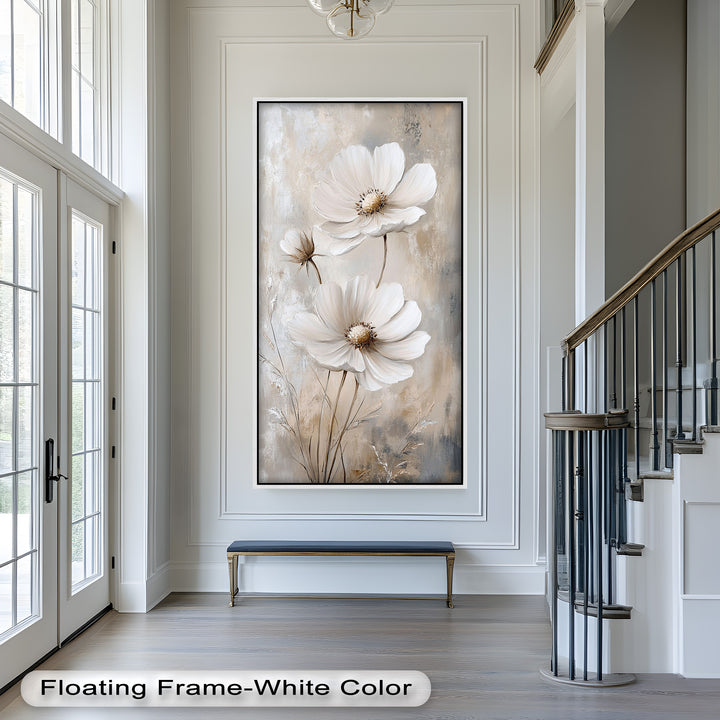 Soft Ivory Florals in Warm Neutrals - Flower Oil Painting