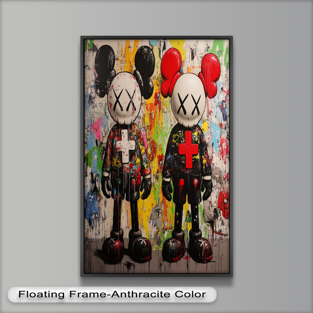 Dual Manifest – Abstraktes Duo KAWS Ölgemälde