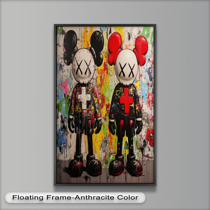 Dual Manifest – Abstraktes Duo KAWS Ölgemälde