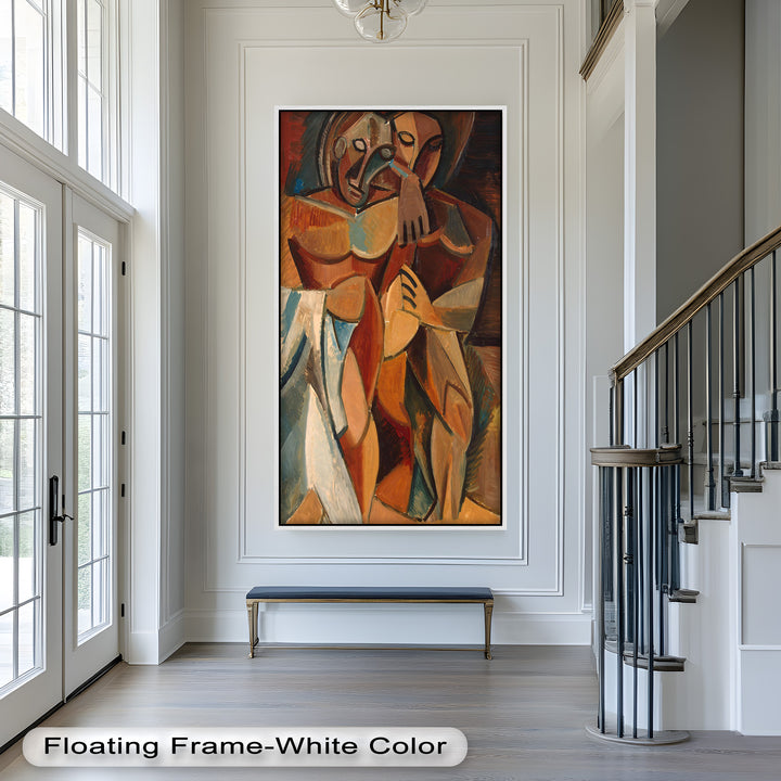 Abstract Embrace in Earth Tones - Picasso Oil Painting