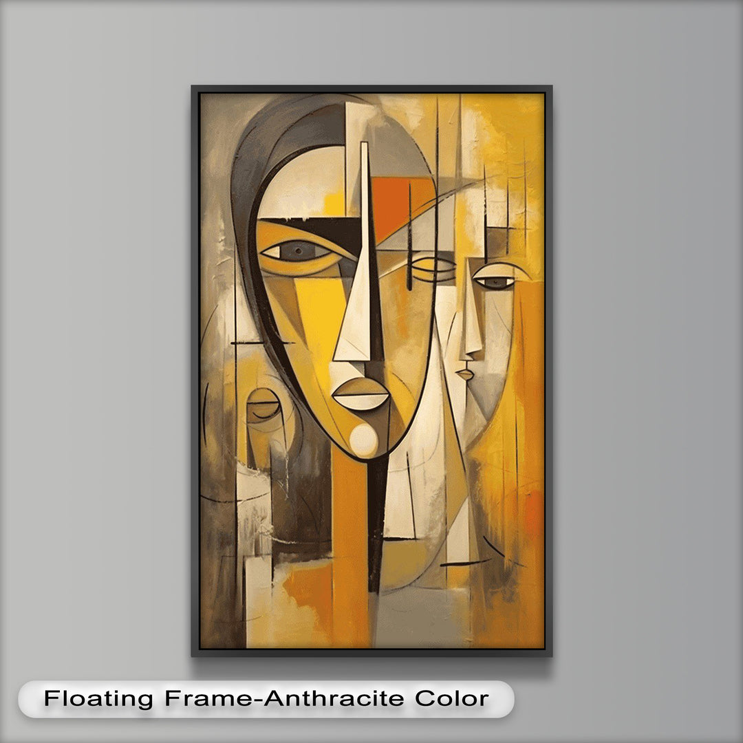Amber Contours – Abstract Portrait Series in Picasso Oil Painting