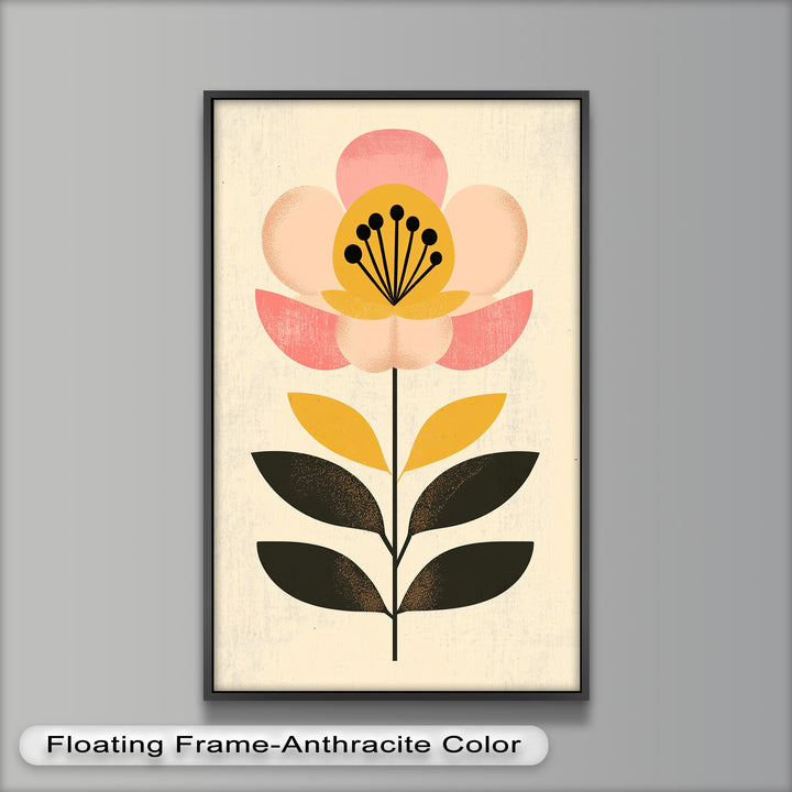 Mid-Century Bloom – Retro Floral Minimalist Wall Art Oil Painting