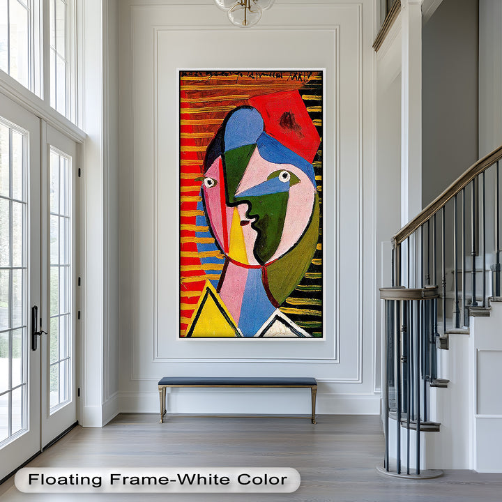 Vibrant Abstract Face – Cubist Oil Painting